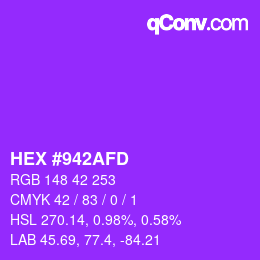 カラーコード: HEX #942AFD | qconv.com