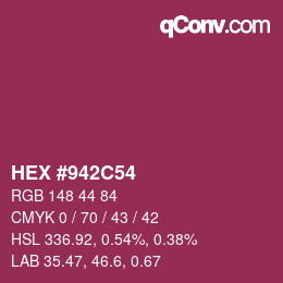 カラーコード: HEX #942C54 | qconv.com