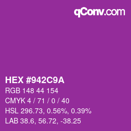 Color code: HEX #942C9A | qconv.com