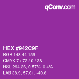 Color code: HEX #942C9F | qconv.com