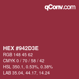 Color code: HEX #942D3E | qconv.com