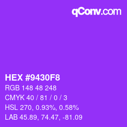 颜色代码: HEX #9430F8 | qconv.com