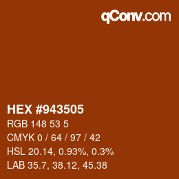 Color code: HEX #943505 | qconv.com