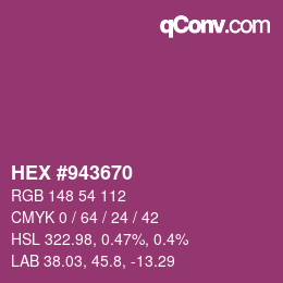 カラーコード: HEX #943670 | qconv.com
