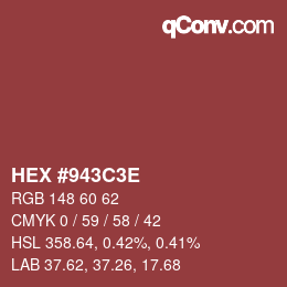 Color code: HEX #943C3E | qconv.com