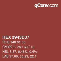 Color code: HEX #943D37 | qconv.com