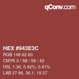 Color code: HEX #943E3C | qconv.com