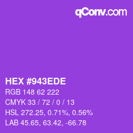 カラーコード: HEX #943EDE | qconv.com