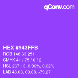 Color code: HEX #943FFB | qconv.com