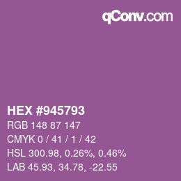 颜色代码: HEX #945793 | qconv.com