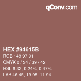 Color code: HEX #94615B | qconv.com