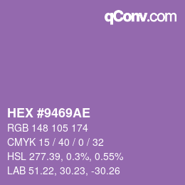 Color code: HEX #9469AE | qconv.com