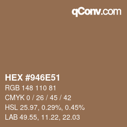 Farbcode: HEX #946E51 | qconv.com