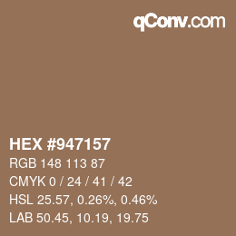 Farbcode: HEX #947157 | qconv.com