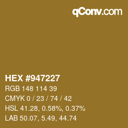 カラーコード: HEX #947227 | qconv.com