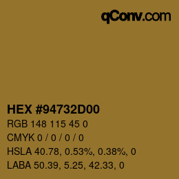 Farbcode: HEX #94732D00 | qconv.com
