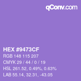 Farbcode: HEX #9473CF | qconv.com