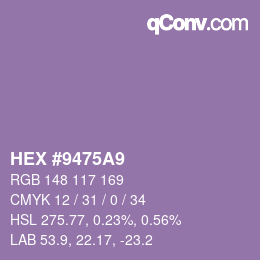 颜色代码: HEX #9475A9 | qconv.com
