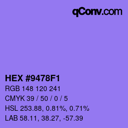 カラーコード: HEX #9478F1 | qconv.com