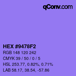 カラーコード: HEX #9478F2 | qconv.com