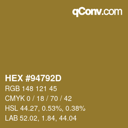 カラーコード: HEX #94792D | qconv.com