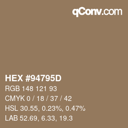 Color code: HEX #94795D | qconv.com