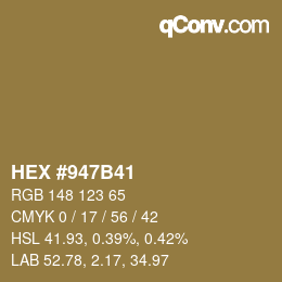 Color code: HEX #947B41 | qconv.com