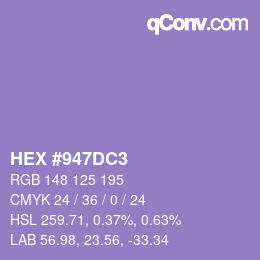 カラーコード: HEX #947DC3 | qconv.com