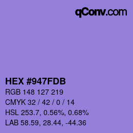カラーコード: HEX #947FDB | qconv.com