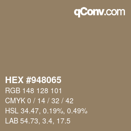 Código de color: HEX #948065 | qconv.com