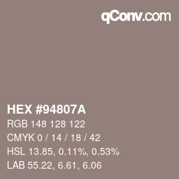 Código de color: HEX #94807A | qconv.com