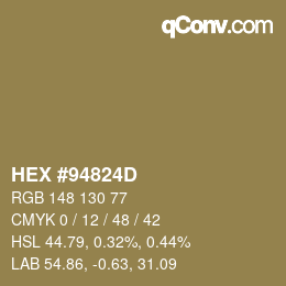 カラーコード: HEX #94824D | qconv.com