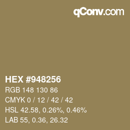 Color code: HEX #948256 | qconv.com