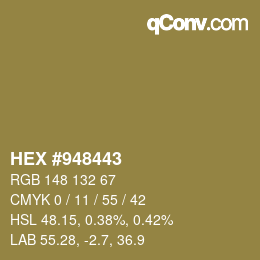 Color code: HEX #948443 | qconv.com