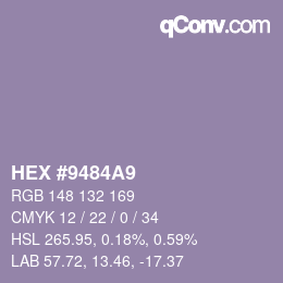 Color code: HEX #9484A9 | qconv.com