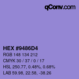 Color code: HEX #9486D4 | qconv.com