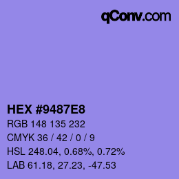颜色代码: HEX #9487E8 | qconv.com