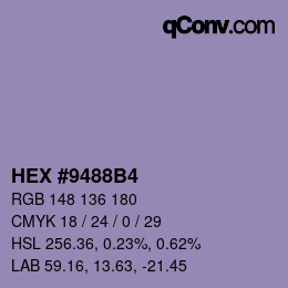 颜色代码: HEX #9488B4 | qconv.com
