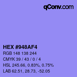 Color code: HEX #948AF4 | qconv.com