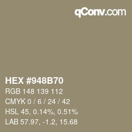颜色代码: HEX #948B70 | qconv.com