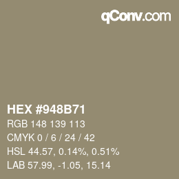 颜色代码: HEX #948B71 | qconv.com