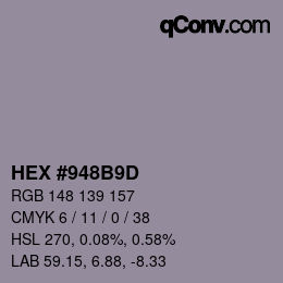 Farbcode: HEX #948B9D | qconv.com