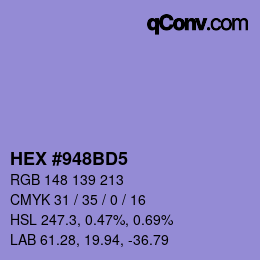 颜色代码: HEX #948BD5 | qconv.com
