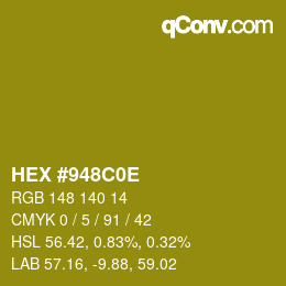 Color code: HEX #948C0E | qconv.com