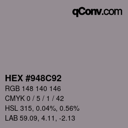 カラーコード: HEX #948C92 | qconv.com