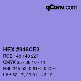 カラーコード: HEX #948CE3 | qconv.com
