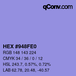 Color code: HEX #948FE0 | qconv.com