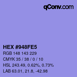 颜色代码: HEX #948FE5 | qconv.com