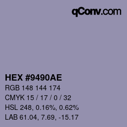 Color code: HEX #9490AE | qconv.com