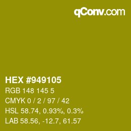 颜色代码: HEX #949105 | qconv.com